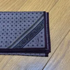 YSL ダークブラウン ペイズリー柄 ハンカチ