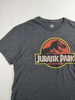 ジュラシックパーク Tシャツ XL ロゴ 映画 ムービーT グレー 古着 半袖
