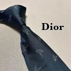 ディオール ネクタイ　トロッター　ストライプ　ネイビー　ビジネス　スーツ　シルク