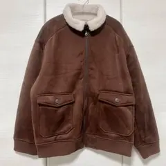 美品✨モノマートレディース ボア襟付きフェイクムートン ミリタリーブルゾン F