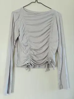 GU グレー ギャザー入り 長袖トップス