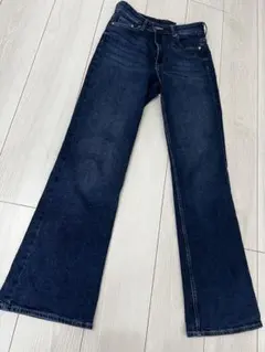 H&M フレア　デニム ストレート　ブルー　 丈長め　32 ミサモデニム