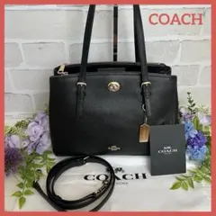 COACH クロコ型押し 2way トートバッグ ショルダー レザー 黒 - メルカリ