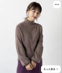 カスタネ リブ切り替えハイネックニット