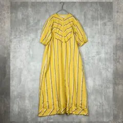 ♪MILKFED. ミルクフェド　ワンピース　ストライプ　黄色　ロング　半袖　夏