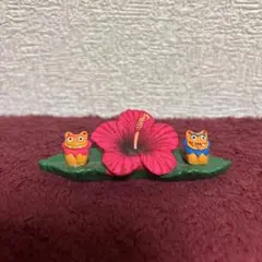シーサー　ハイビスカス　沖縄　置物　ミニ