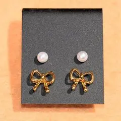 ★ピアス２点セット★リボン★スタッドピアス★新品★Ｂ２６