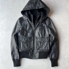希少サイズ4 ビバユー 2WAY リアルレザー ジャケット 黒Y2K グランジ