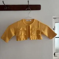 美品　familiar ファミリア　花刺繍 カーディガン 黄色　70