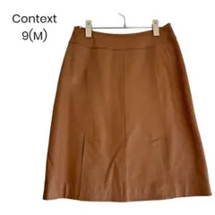 【Context】ラムレザー ライトブラウン 膝丈スカート 9(M) a0292