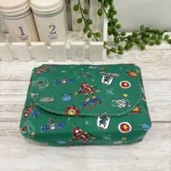 横入れお弁当袋【裏撥水】ロボット ロケット 緑☆ハンドメイド マジックテープ