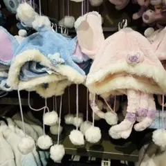 即日発送❣️上海ディズニー　スティッチとエンジェル　ふわふわファンキャップ　帽子
