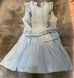 アクシーズファム フリル付きノースリーブワンピース ライトブルー