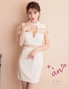 【an /アン】ハイネック/ 袖リボンタイト/ ミニドレス/ キャバドレス