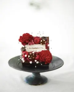 置くだけで華やか！入籍フォトに◎ドライフラワーのリングピロー(レッド)