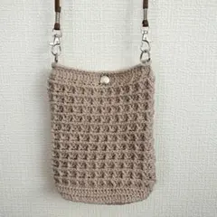 ハンドメイド ベージュ スマホショルダーバッグ