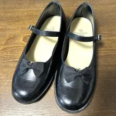 【ハルタキッズ♡22センチ】リボン付き　黒　フォーマルシューズ