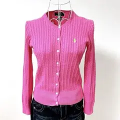 美品✨Polo Ralph Lauren ケーブルニット カーディガン ピンク