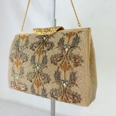 二重糸本刺繍ビーズバック 卒業 入学式 結婚式 パーティーバック 和装