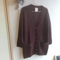 アルパカ100% ワインレッド カーディガン サイズF