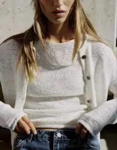 zara チャンキーニットカーディガン