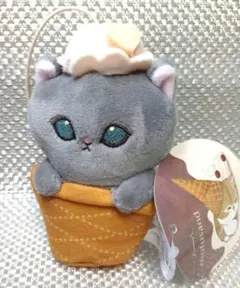 グレー猫のぬいぐるみ　モフサンド モフサンド グレーの猫 ぬいぐるみ アイスカップ - メルカリ