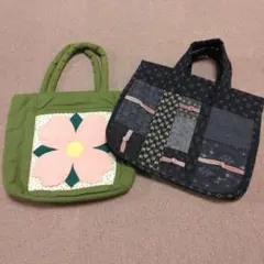 おばあちゃんのハンドメイド品 トートバッグ 2点 パッチワーク 花柄