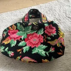 FEILER フェイラー 花柄 ハンドバッグ シュニール織 ブラック