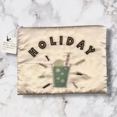 【新品】wcloset ビーズ刺繍 ポーチ サテンピンクのサムネイル