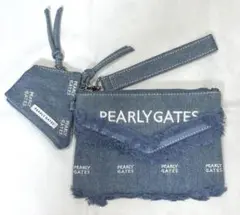 PEARLY GATES ライトデニム フリンジ付きマルチポーチ