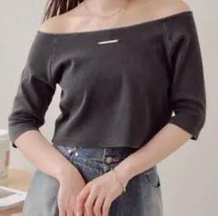 Chico 2way 5分袖ピグメントオフショルリブT