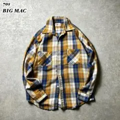 70s BIGMAC ヴィンテージフランネルネルシャツ T字単色タグ　長袖 M