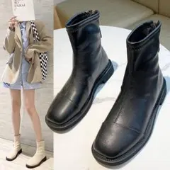 土日限定★ショートブーツ黒 Qoo10