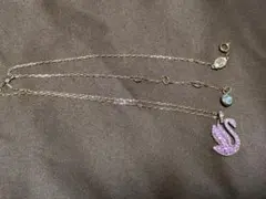 スワロフスキー　スワン ネックレス ピンクゴールド