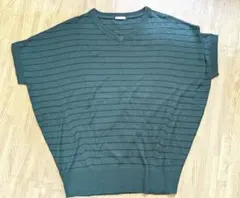 GU 緑 ボーダー 半袖ニット