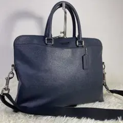 COACH ビジネスバッグ レザー ネイビー A4可 2way ブリーフケースのサムネイル