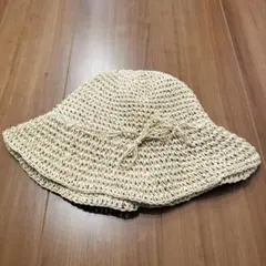 ベージュ 編み込み バケットハット