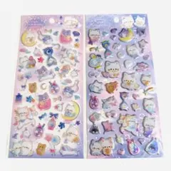 【正規品】めちゃキラシール　ねこ　ぷっくりシール　２枚　クーリア