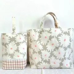 レッスンバッグ&上履き入れ　ハンドメイド　花柄