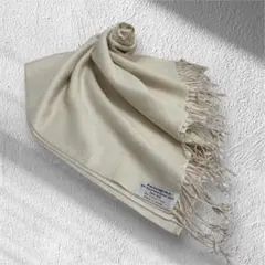 美品　パシュミナ　大判ストール　ベージュ　26ソ309