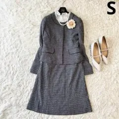 ＊ホワイトジョーラ フォーマルセットアップ ツイード ブラック ノーカラー