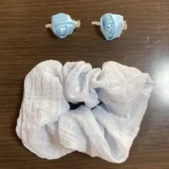 水色 薔薇 ヘアピン シュシュ