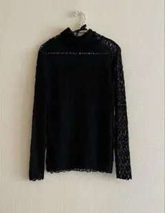 【earth music&ecology】長袖レースハイネックトップス S