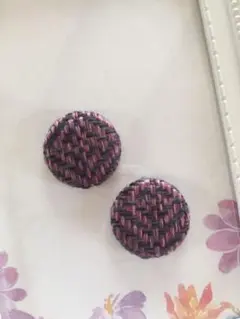 パープル☆麻布くるみボタンのシンプルアクセサリー