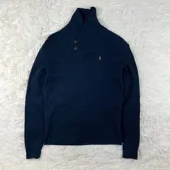 ポロラルフローレン ハイネック コットンニット S 刺繍ポニー 紺 ネイビー