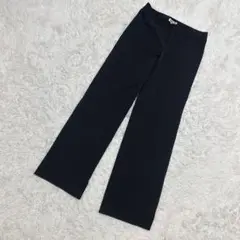 OFUON✨美品　ストレートパンツ　スラックス　美脚　ハリ感　ブラック　（L）