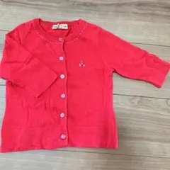 お値下げ1300→1100 ファミリア 赤カーディガン 100cm 5部袖