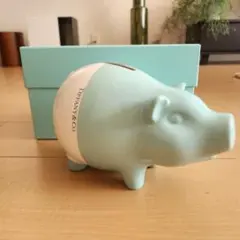 Tiffany & Co. 豚型貯金箱 ティファニー 貯金箱 陶器 ホワイトxブルー 豚 ブタ : たかみ質店