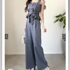 【新品】 GRL リボンベルト付きマルチボタンビスチェ×ワイドパンツセットアップ