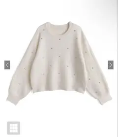 GRL ビジューニットトップス ホワイト mb1607